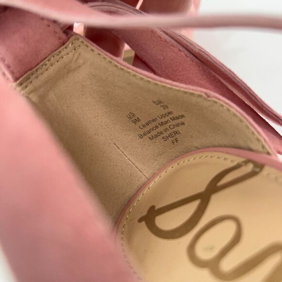 Sam Edelman Women's Suede Strappy Sheri Sandal Heels Pink Size 9 Gladiator - Picture 13 of 14